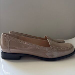 Via Spiga Women's Patent Leather Loafers - Beige Size 8